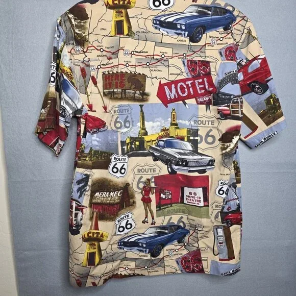 DAVID CAREY Originals Button Down Route 66 Size Medium Cotton Rayon - Picture 5 of 7